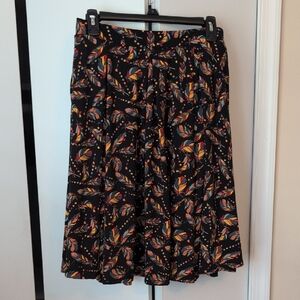 LuLaRoe Black Feather Print A-Line Skirt